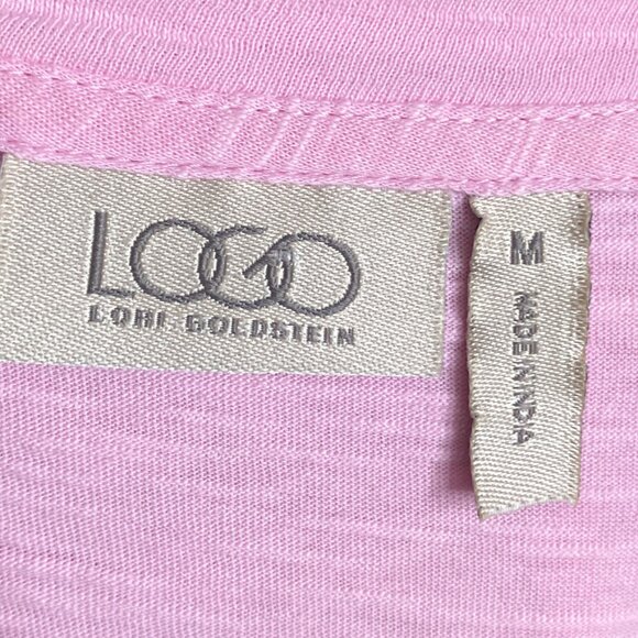 LOGO Lori Goldstein M Light Purple 100% Cotton Embroidered Detail Tunic Top - Picture 4 of 5